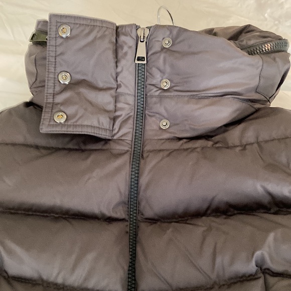 Moncler Women Flammette Down Puffer Long Jacket Hood Dark Gray size 4/ LRG  NWOT - Picture 10 of 17